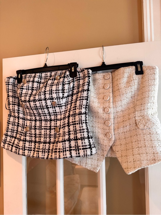 White House Black Market Tops - White House Black Market Black & Cream Tweed Bustier Duo